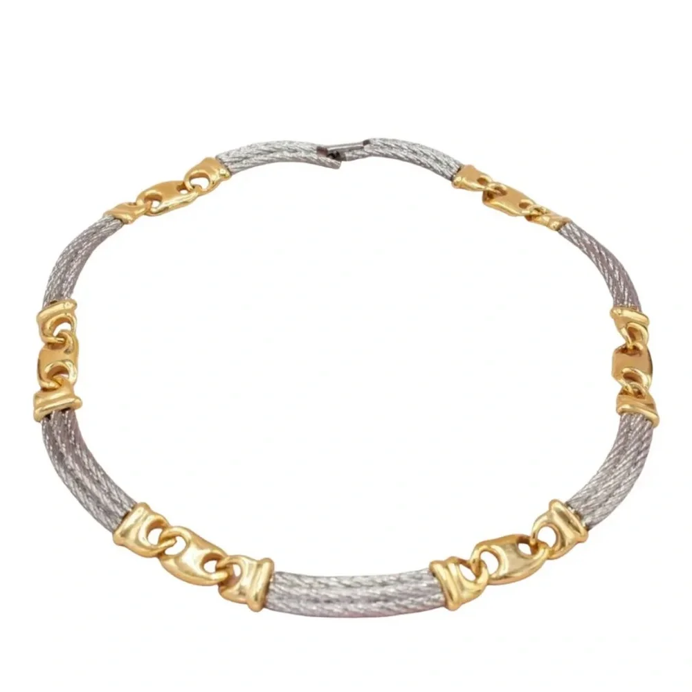 Vintage GUCCI Gold & Silver Horsebit Necklace, Bracelet & Earring—Rare Set - Picture 3 of 14